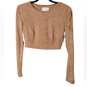 L'ATISTE Small Brown Long Sleeve Crop Top